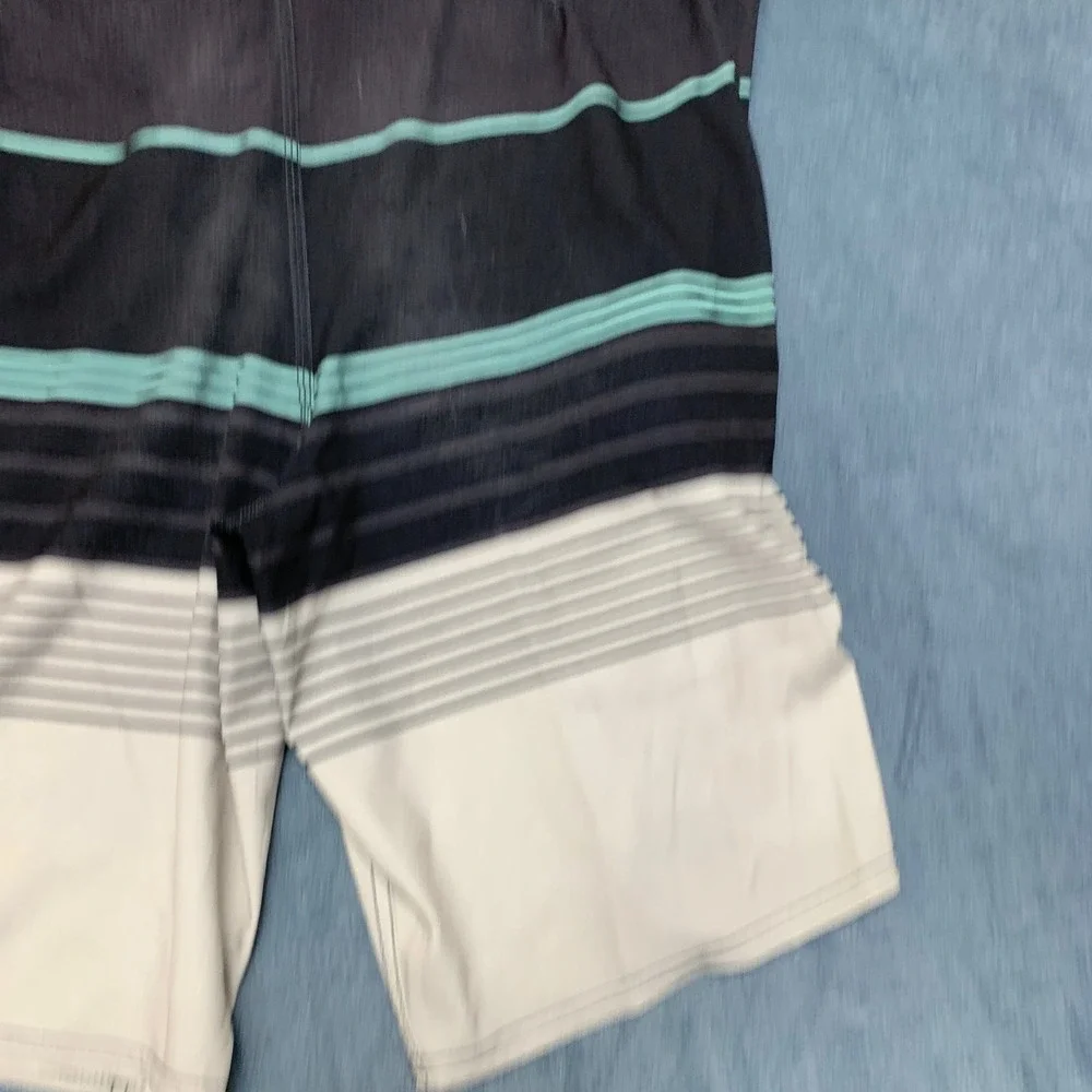 O'Neill Board Shorts Mens 38 Multicolor Logo Straight Leg Striped Summer Beach